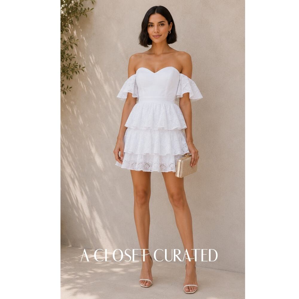 Caroline Constas Irene Ruffled Mini Dress 8 White NWT